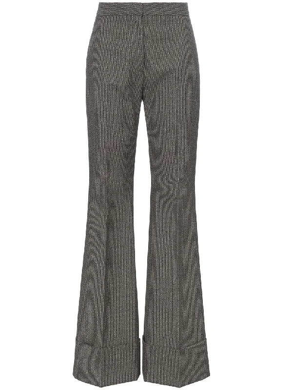 high rise flared cotton wool-blend trousers Trousers Office Stylish