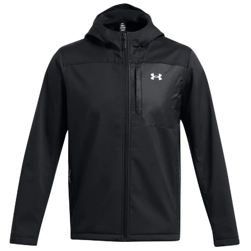 Under Armour Storm Coldgear Infrared Shield 2.0 Hooded Jacket - Mens - Black/White Insulated Jacket Fitted Jacket Loose Jacket