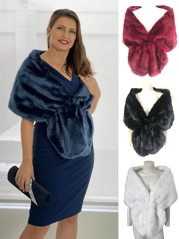 Xiamo Faux Fur Shawl Classic Lace Shawl Wrap