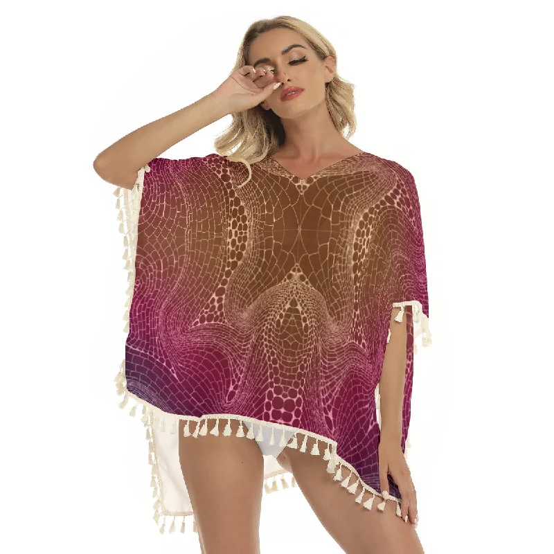 Signs of Life Sunrise All-Over Print Women's Square Fringed Shawl Soft Cashmere Shawl Cape