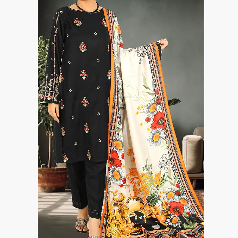 Eminent Dhank Embroidered Unstitched 3Pcs Suit with Herringbone Shawl - 19 Soft Cashmere Shawl Wrap