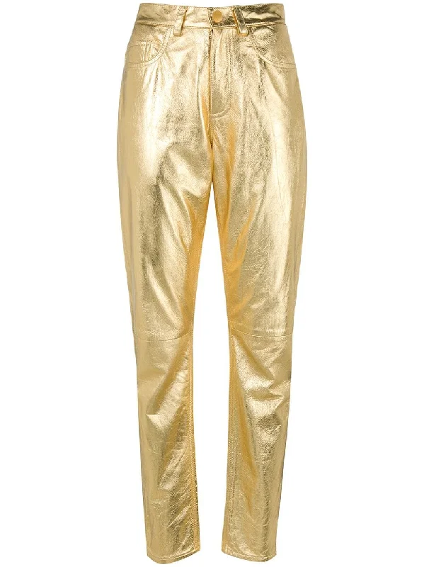 metallic leather trousers Trousers Designer Luxury