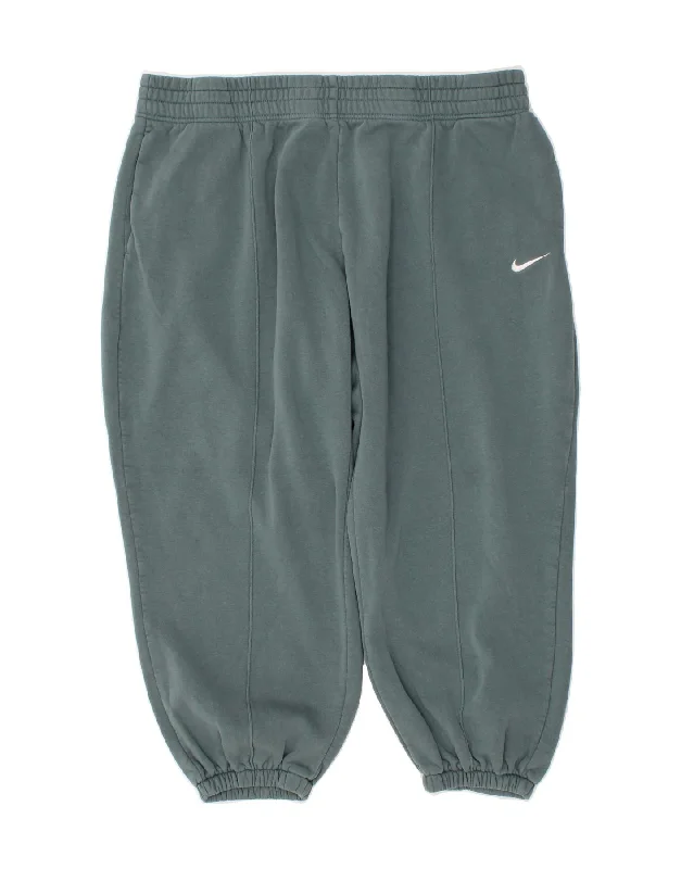 NIKE Womens Tracksuit Trousers Joggers UK 20 2XL  Green Cotton Trousers Silk Elegant