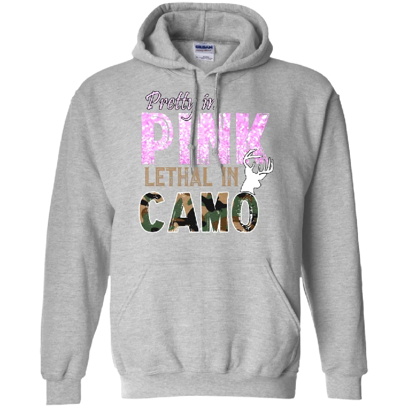 "Pretty In Pink. Lethal In Camo" Gildan Pullover Hoodie 8 oz. Besom Neck Pullover