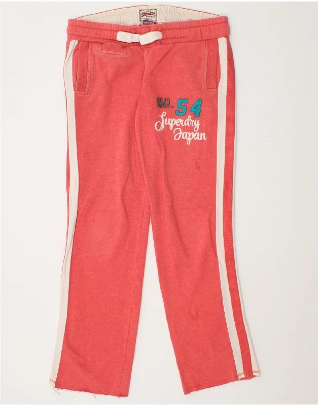 SUPERDRY Womens Graphic Tracksuit Trousers UK 10 Small  Red Cotton Trousers luxurious high-end