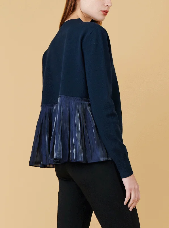 BACK PLEAT PULLOVER, NAVY Boyleg Sleeve Pullover