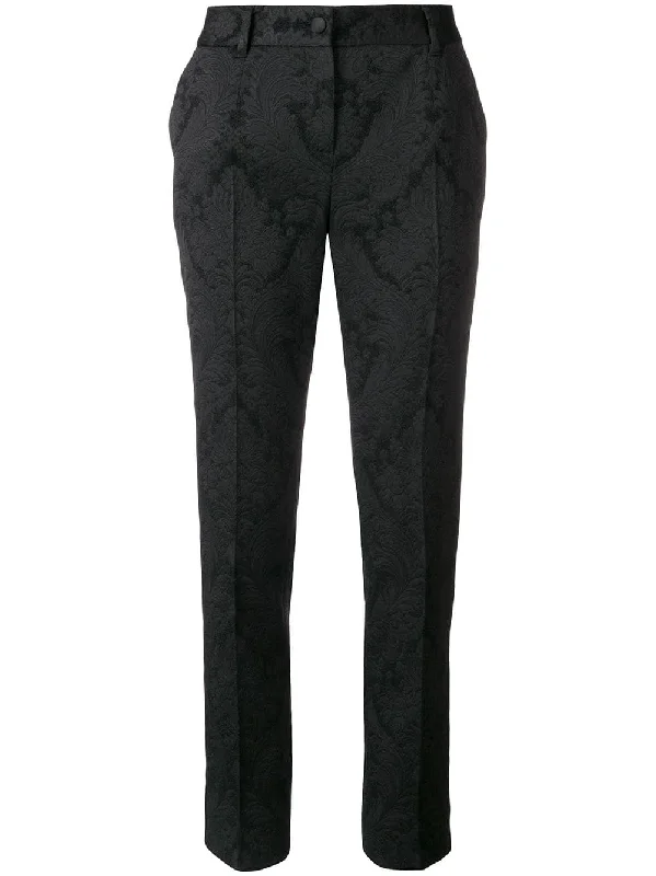 floral embroidery slim-fit trousers Trousers Flared Retro