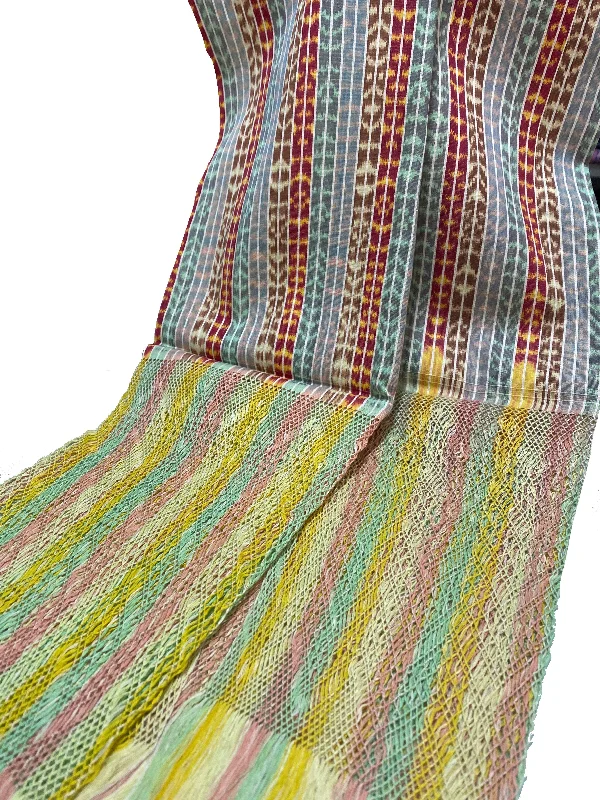 Traditional Tenancingo Rebozo Hand Woven In Loom in Egyptian Cotton Shawl - Multicolor Elegant Silk Shawl Wrap