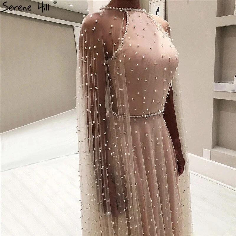 On Sale no return no refundSale Latest Design Pink Backless Sexy Evening Dresses 2024 Pearls Sleeveless shawl Evening Gowns Serene Hill LA60917 Elegant Silk Shawl Wrap