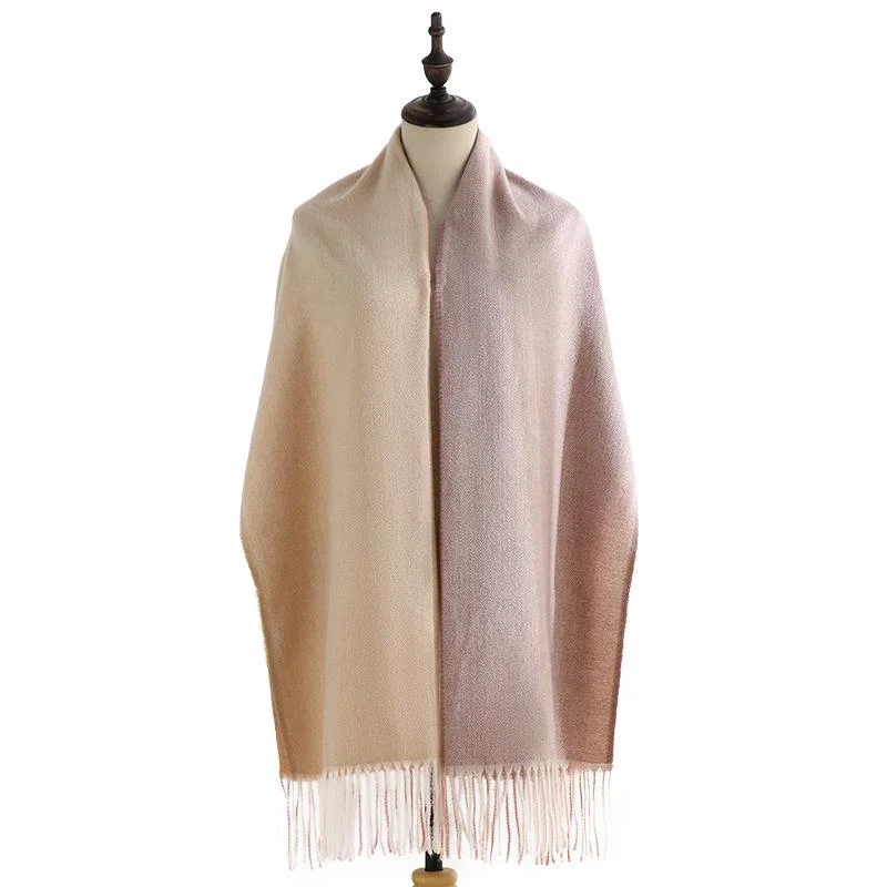 Cashmere Fringed Scarf Lengthened Warm Shawl Casual Shawl with Fringes