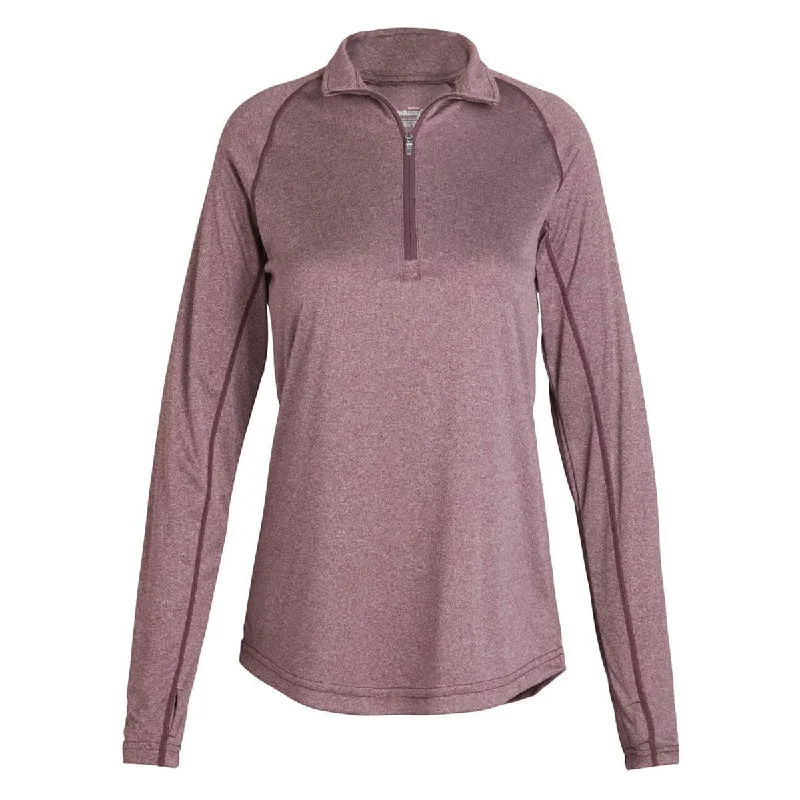 Landway Women's Heather Maroon Apex Baselayer Active Dry Pullover Slouchy Comfort Pullover