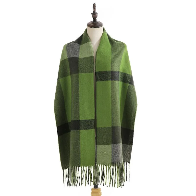 Plaid printed tassel cashmere scarf shawl scarf Luxurious Silk Shawl Cape