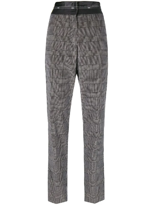 high waist checked trousers Trousers Palazzo Wide Leg