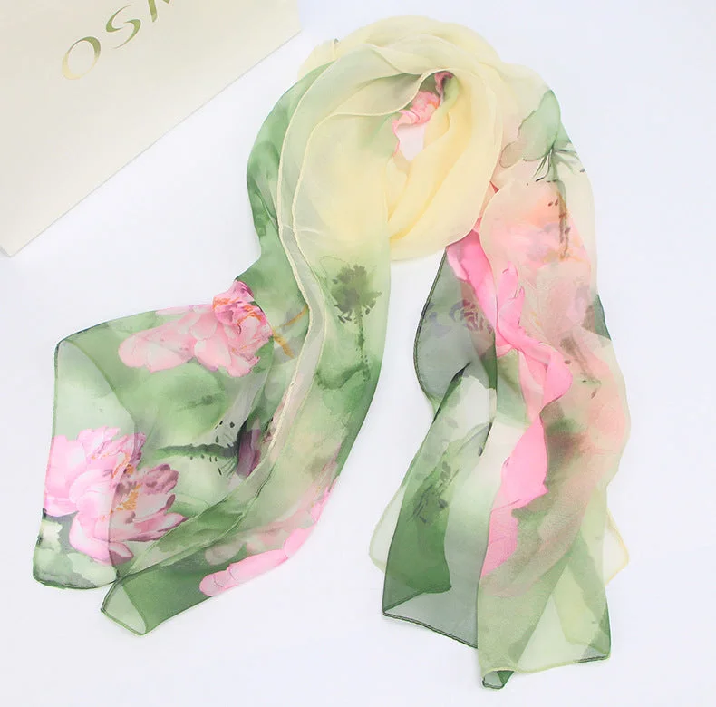 Blossom Breeze: Retro Ethnic Georgette Scarf Shawl Trendy Boho Style Shawl