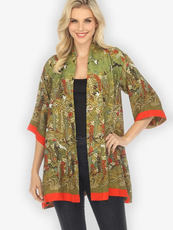 Wisteria Long Life Kimono Jacket Print Jacket Jacquard Jacket Patchwork Jacket