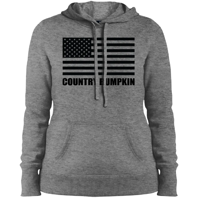 Country Bumpkin American Flag LST254 Ladies' Pullover Hooded Sweatshirt Cable Knit Chunky