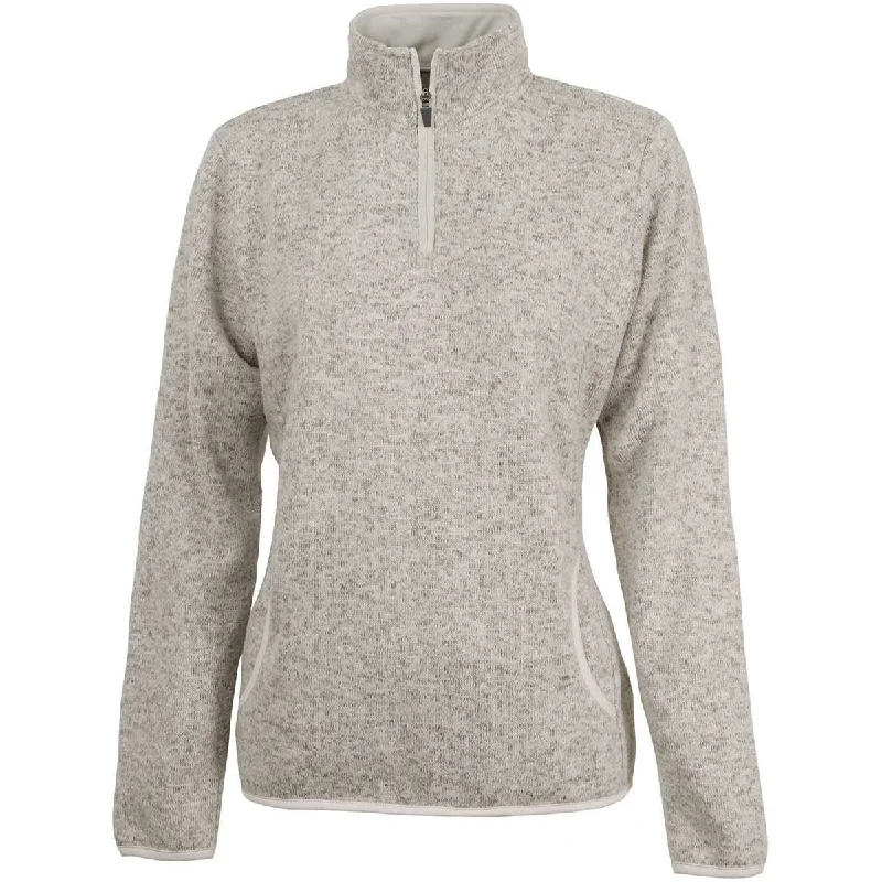 Charles River Women's Oatmeal Heather Heathered Fleece Pullover Slim Sleeve Pullover