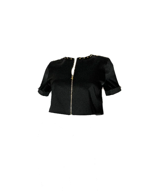 PASHA CROP JACKET by LOGAN DEL MONICO One-Shoulder Jacket Off-the-Shoulder Jacket Asymmetrical Jacket