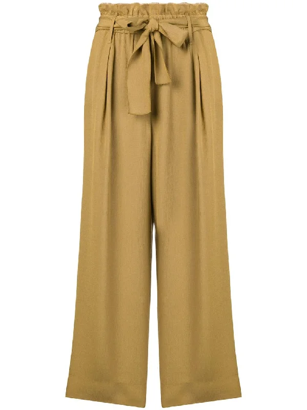 tie waist trousers Wide Leg Loose Fit Mid Waist