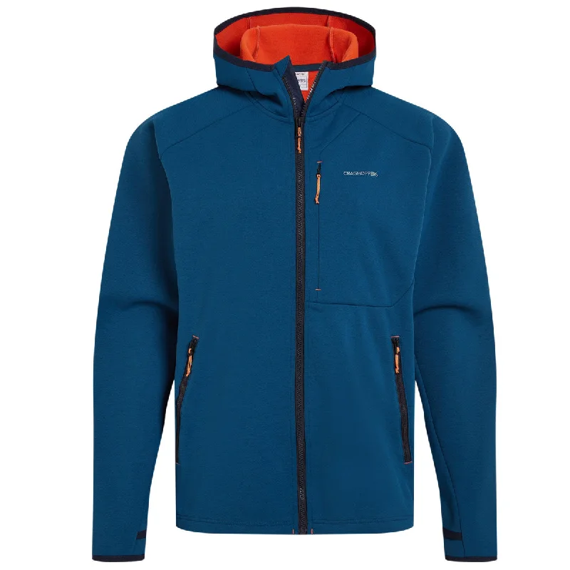 Craghoppers Dynamic Pro Hooded Jacket II - Mens - Tourmaline Blue Marl Ribbed Jacket Pleated Jacket Ruffled Jacket