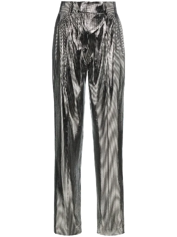 Clint Mid-Rise Metallic Trousers Trousers Pleated Formal