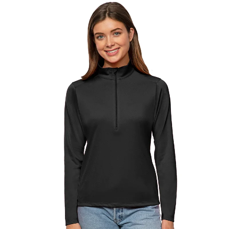 Antigua Women's Black Tribute 1/2 Zip Pullover Saggy Sleeve Comfort