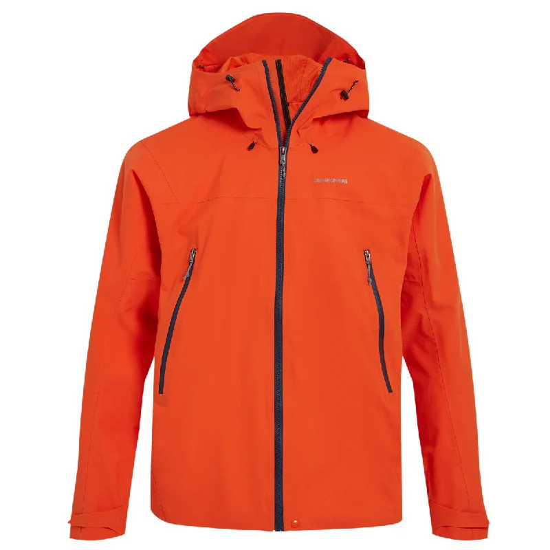 Craghoppers Dynamic Pro II Waterproof Jacket - Mens - Vivid Orange Tiered Jacket Buttoned Jacket Zippered Jacket