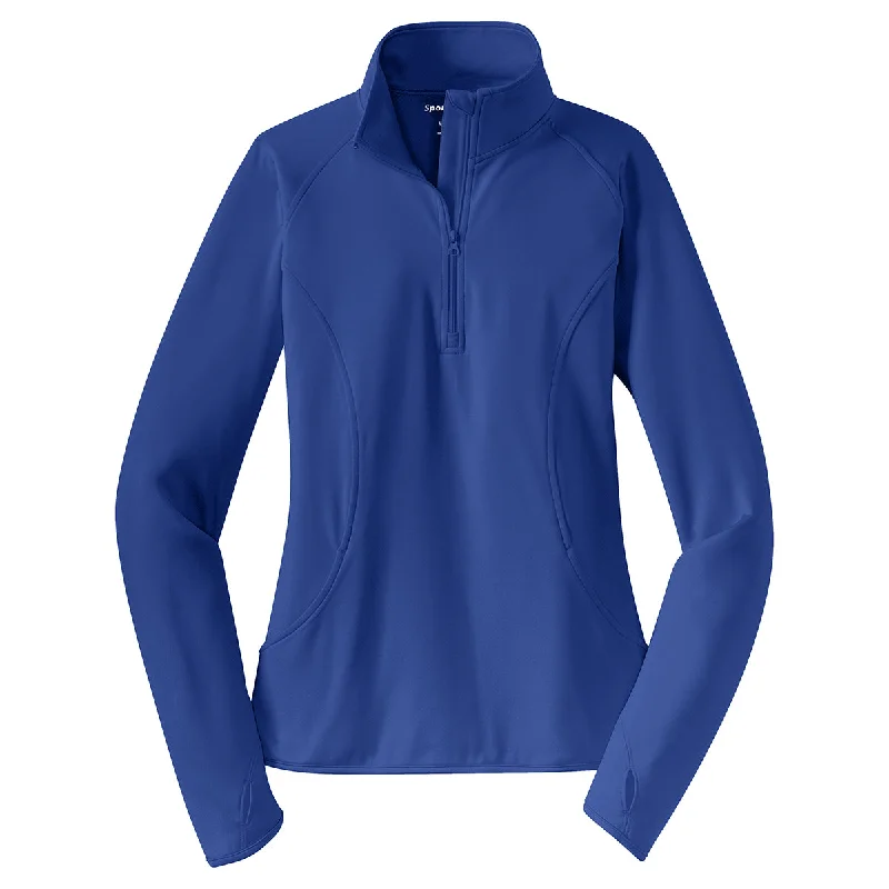 Sport-Tek Women's True Royal Sport-Wick Stretch 1/4-Zip Pullover Set Sleeve Pullover