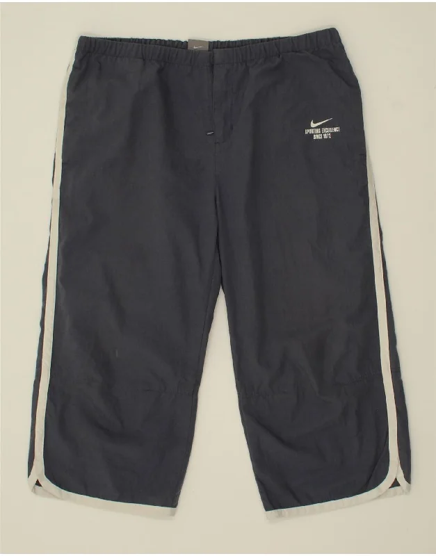 NIKE Womens Capri Tracksuit Trousers UK 14/16 Large  Navy Blue Trousers Bestseller Popular