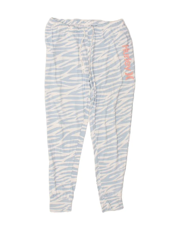 HURLEY Womens Tracksuit Trousers Joggers UK 18 XL  Blue Animal Print Trousers Ceremony Elegant