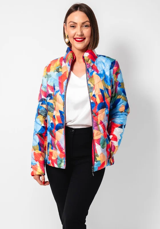 Frandsen Reversible Padded Jacket, Multicoloured Boat Neck Shawl Collar Notched Collar