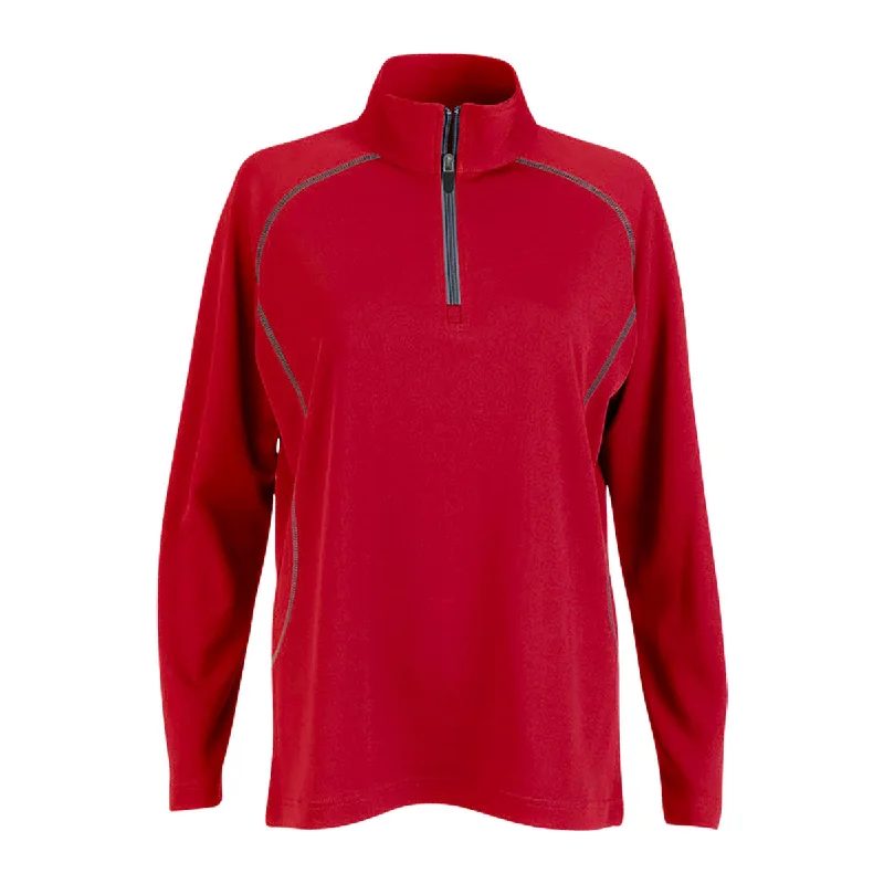 Vansport Women's Sport Red Performance Pullover Scalloped Neck Pullover