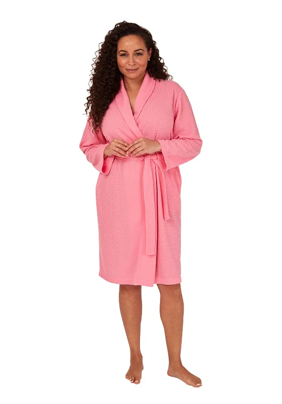 Indigo Sky Waffle Shawl Collar Dressing Gown, Pink Trendy Oversized Shawl Cape