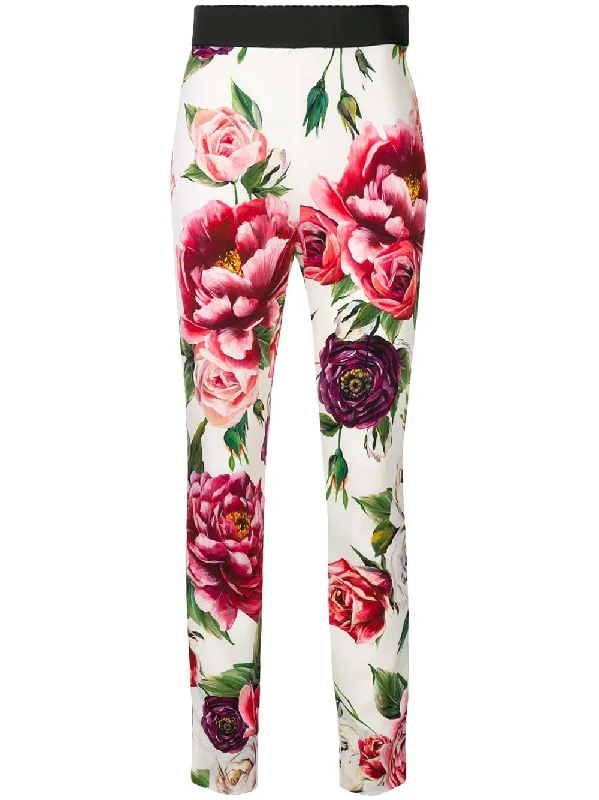 peony print skinny trousers Trousers High Rise Slim Fit