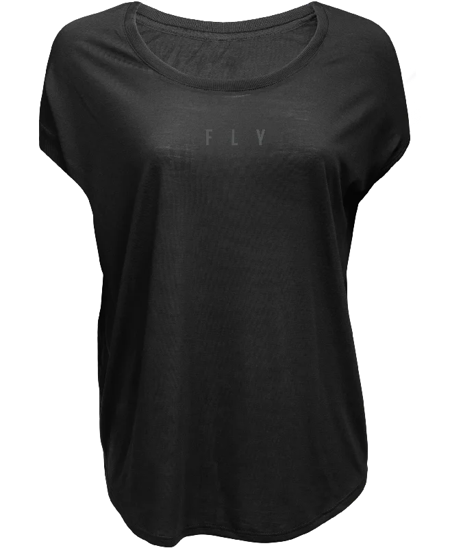 FLY RACING Women's Fly Breezy Tee Black Xl 356-0040X Cotton Fabric Linen Fabric Terry Fabric