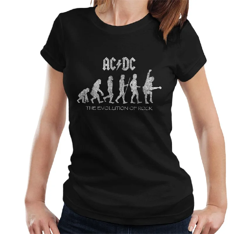 AC/DC Evolution Of Rock Women's T-Shirt Chenille Brocade Lace