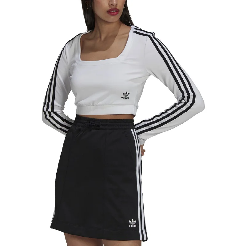 Adidas Adicolor Women's Classics Long Sleeve Tee White Oversized T-Shirt Spandex breathable