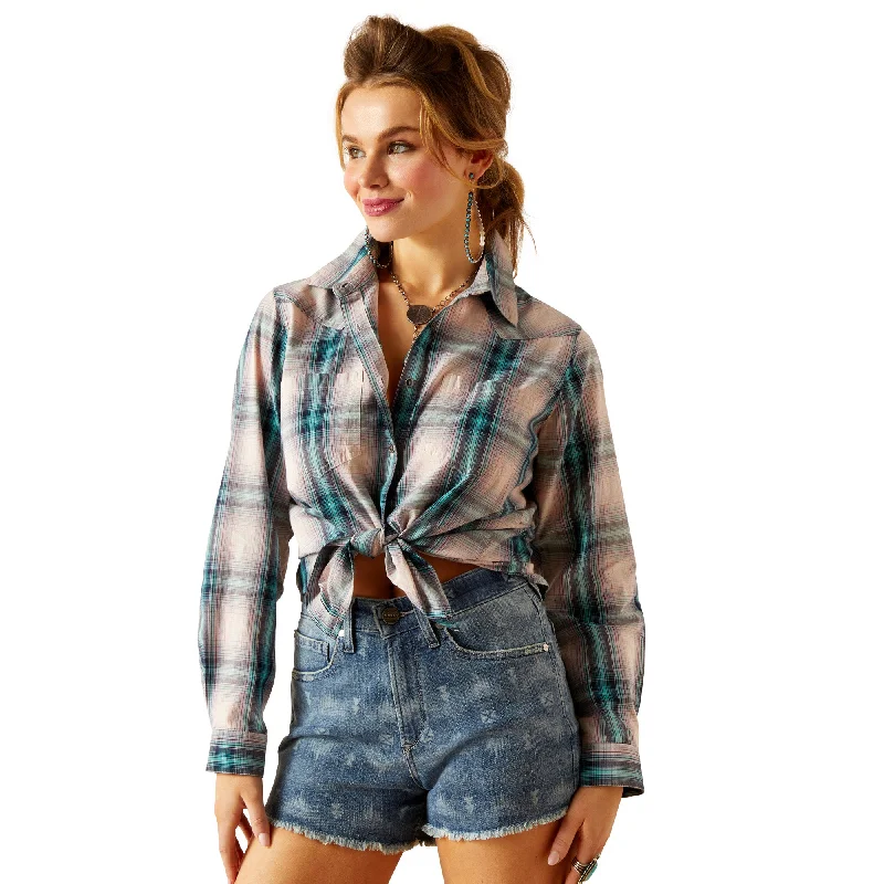 Ariat Ladies REAL Billie Jean Tomboy Plaid Button Down Shirt 10048992 Print Jacquard Patchwork