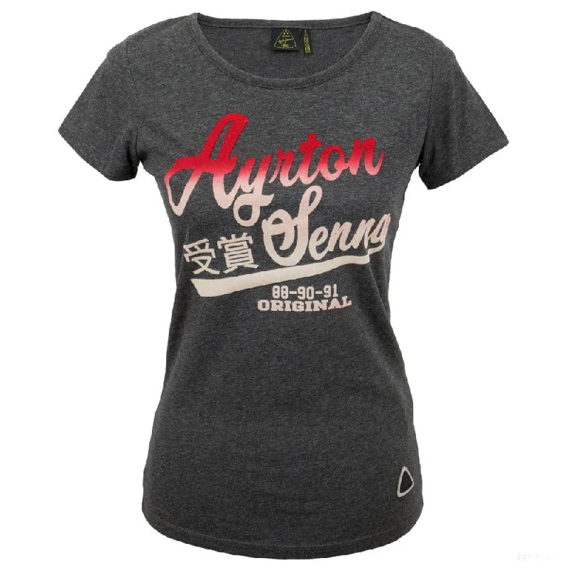 Ayrton Senna Womens T-shirt, Vintage, Grey, 2020 Graphic T-Shirt Round Neck Polyester