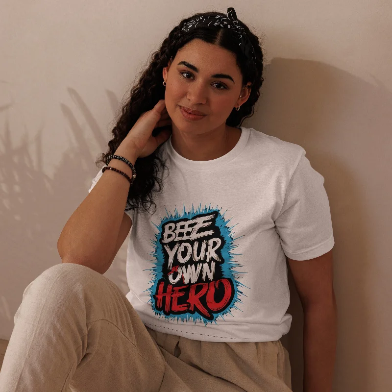 Bee Your Own Hero Typography Graphic Women Staple Eco T-shirt Cashmere Blend Cotton Blend Poly Blend