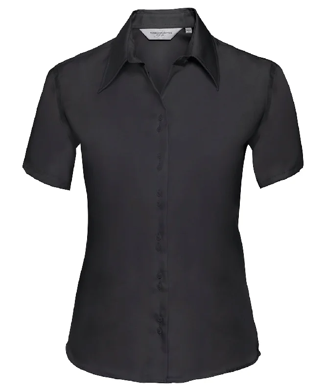 Black - Women's short sleeve ultimate non-iron shirt Polka Dot Checkered Tartan