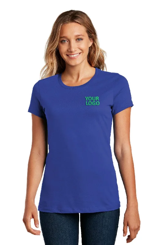 District Made Ladies Perfect Weight Crew Tee's, Deep Royal Satin Fabric Silk Fabric Chiffon Fabric