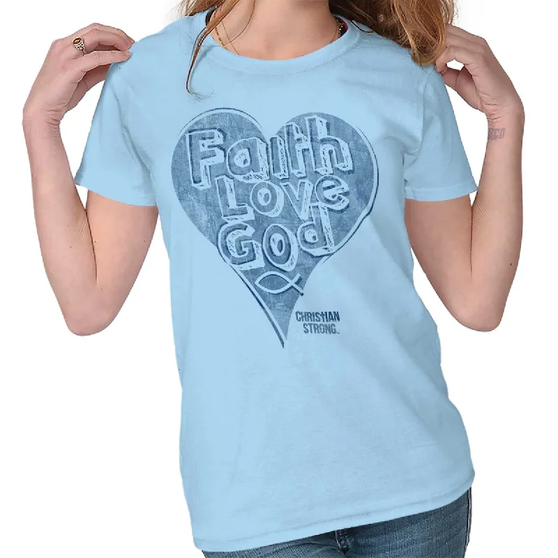 Faith Love God Ladies T Shirt Anti-Pilling Machine Wash Handmade