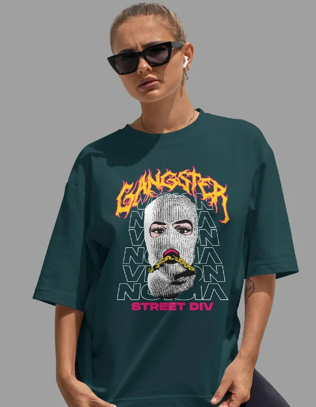 Gangster Oversized Tshirt for Women Sequined Glittery Shiny