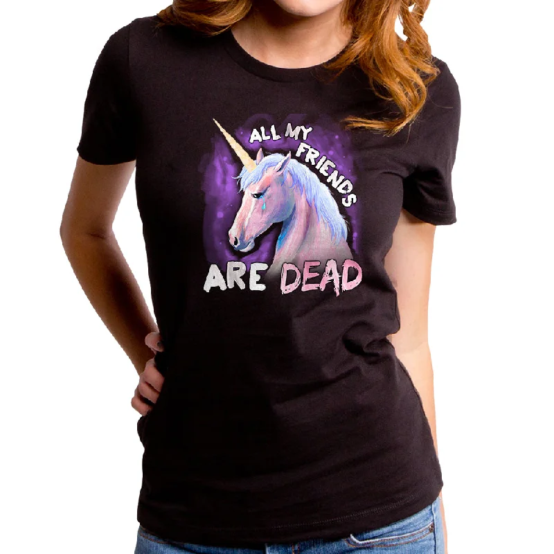 All My Friends Are Dead Women's T-Shirt Print Jacquard Patchwork