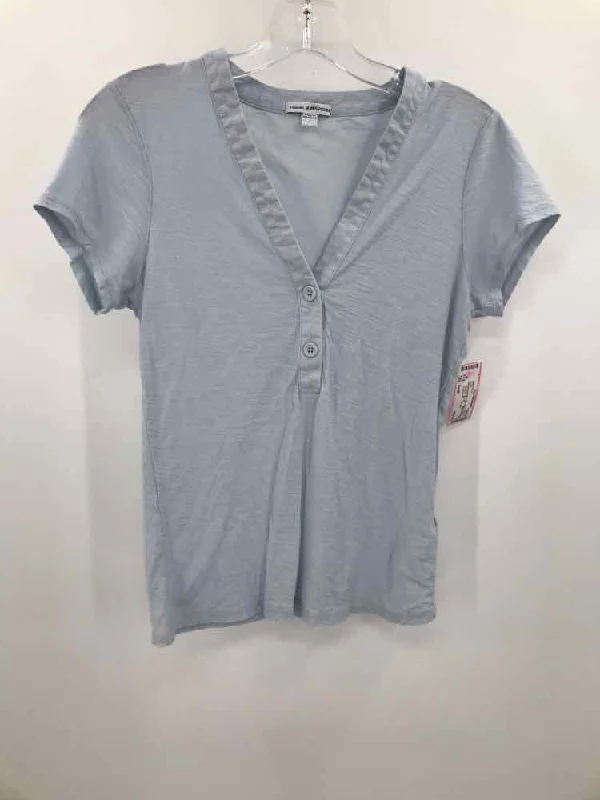 Pre-Owned James Perse Blue Size Small T-shirt Zippered Front Buttoned Front Snap Front