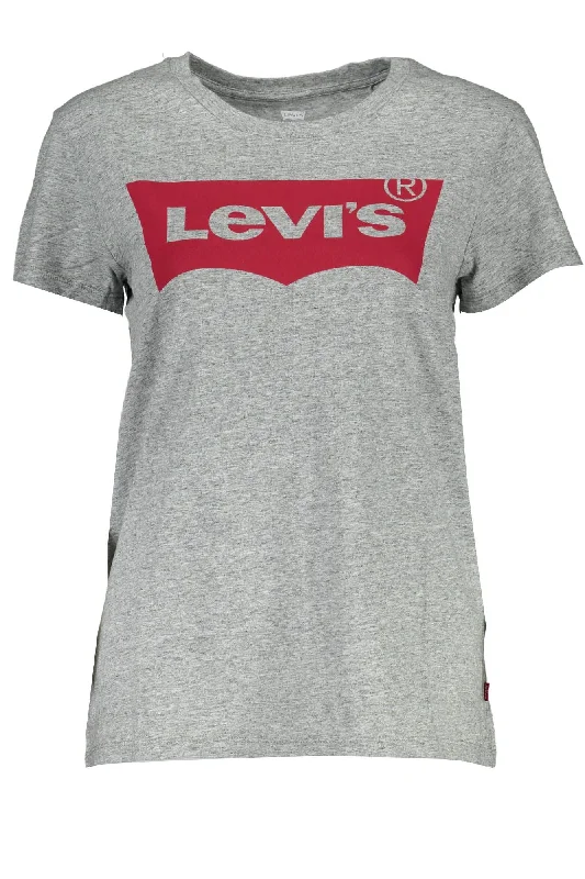 Levi's Gray Cotton Women T-Shirt Satin Fabric Silk Fabric Chiffon Fabric