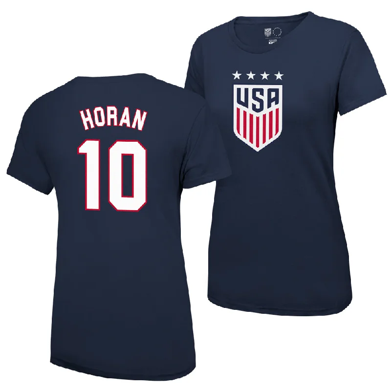 Lindsey Horan USWNT Women's 4 Star T-Shirt Notch Collar Peter Pan Collar Cowl Neck