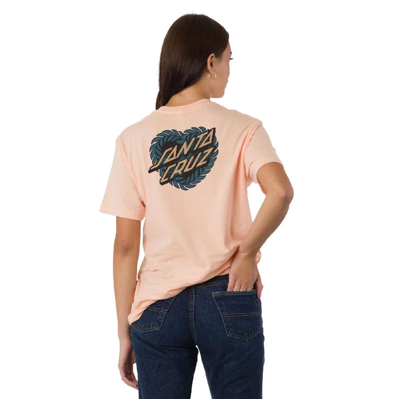 SANTA CRUZ Women's Heart Wreath Relaxed Tee Peachy Modern Contemporary Chic