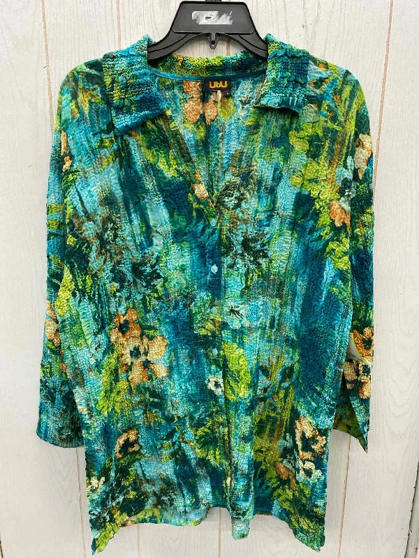 UBU Teal Womens Size L/XL Shirt Collared Crew Neck Turtle Neck